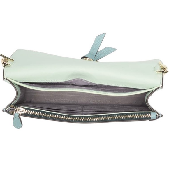 NWT Kate Spade green color block flap crossbody bag and NWT mint wristlet set - Picture 10 of 15